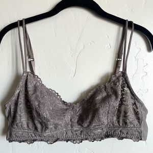 Wacoal pretty grey brown lace and mesh bralette